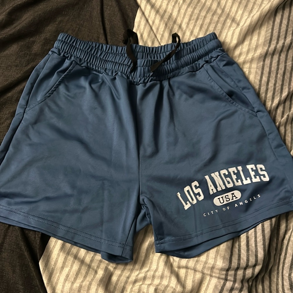 Size small blue Los Angeles SHEIN shorts.